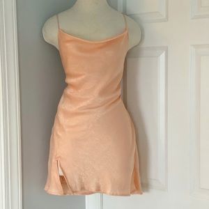 Willow Satin Slit Cowl Dress in Light Pink